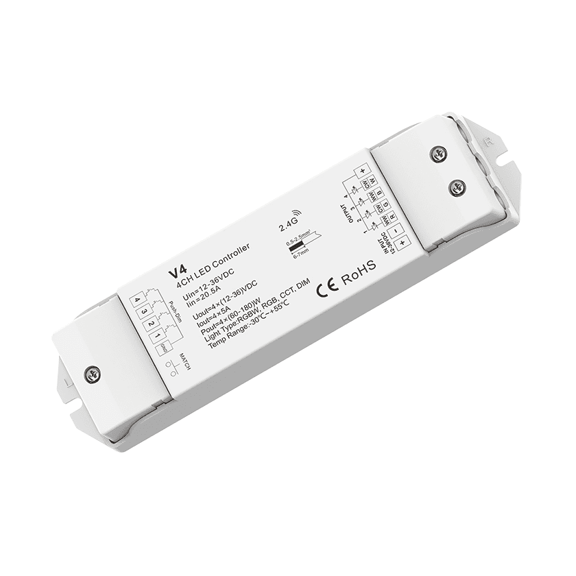 SKY RF RGB/RGBW Receiver, 4 Channels 5A, 12/24V, Sync Function