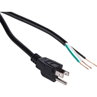 6 ft 18 AWG Power Cord, 3-Prong US Plug to Bare Wires – Black