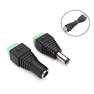 Screw-In DC Plug Connector Pair, Male & Female, 18-22 AWG – White