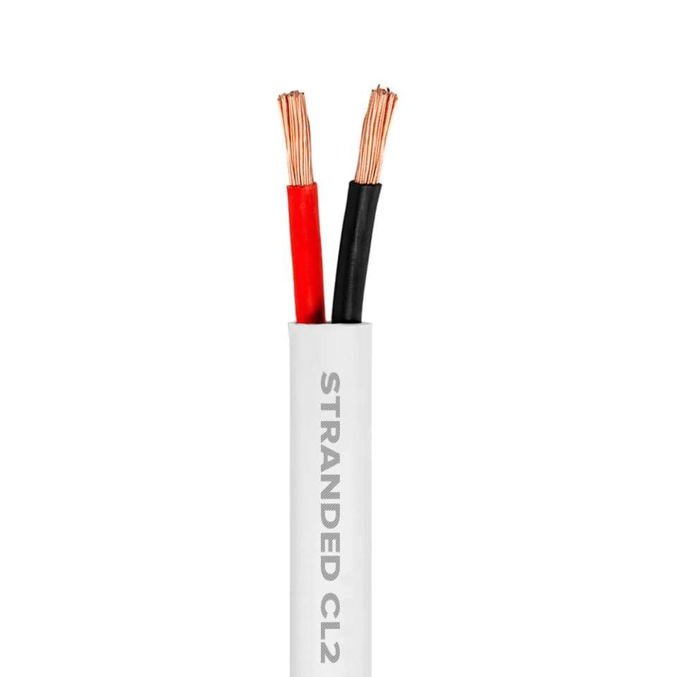 18/2 AWG Stranded Wire, 10A 125V, White Jacket – Sold by the Foot