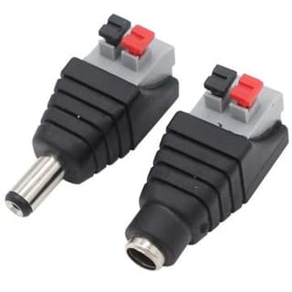 Snap-In DC Plug Connector Pair, Male & Female – Black