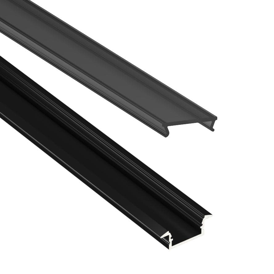Recessed LED Aluminum Channel for 10mm Strip, 8 ft – Black (AR1)