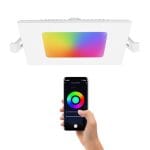 4" Smart LED Flat Square Panel - RGBCCT, 10W, Round Cutout